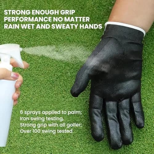 FINGER TEN Men's Golf Gloves Rain Grip 2 Pack (Black, Large, Left Hand) | Wet Weather Grip & Breathable Comfort thumbnail 4