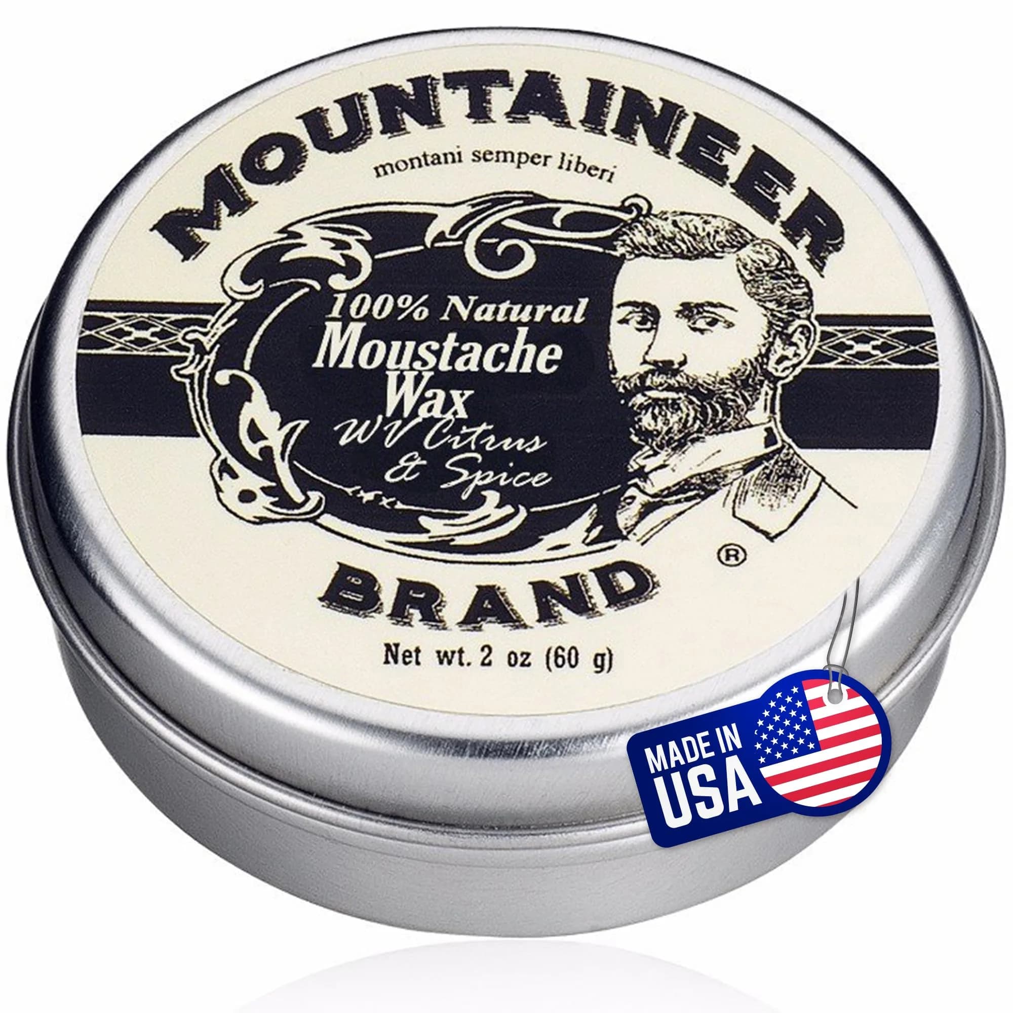 Mountaineer Brand Unscented Natural Mustache Wax | Strong Extra Firm Hold 60ml (2oz) | Styles & Conditions Facial Hair — 2 Ounce