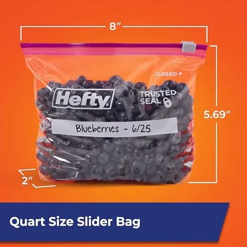 Hefty Slider Storage Bags Quart Size 78 Count | MaxLock Seal & Click Closure thumbnail 5