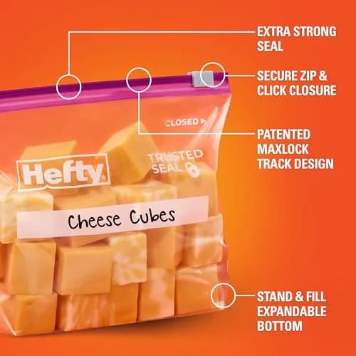 Hefty Slider Storage Bags Quart Size 78 Count | MaxLock Seal & Click Closure thumbnail 4