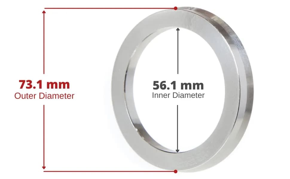 Circuit Performance Hub Centric Rings 73.1mm OD to 56.1mm ID Silver Aluminum | Vibration-Free Fit thumbnail 4