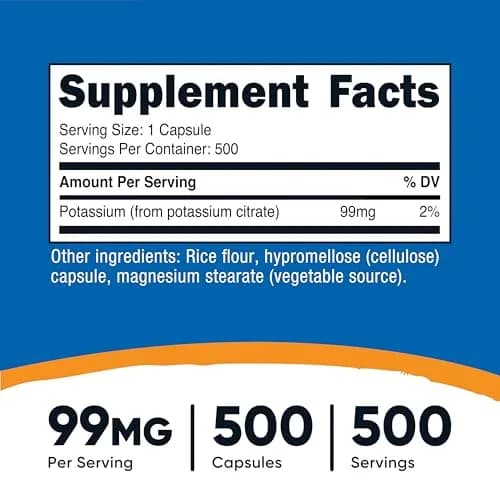 Nutricost Potassium Citrate 99mg | 500 Capsules | Non-GMO, Gluten Free, Soy Free thumbnail 2