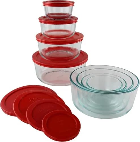 Pyrex Simply Store 8-Pack Glass Food Storage Containers Set with Lids | 16-Piece Set with Airtight Seals thumbnail 3