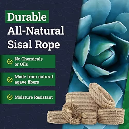 SGT KNOTS Twisted Sisal Rope, Natural Fiber, 1/4 inch x 10 feet | Heavy Duty Craft & DIY Rope thumbnail 3