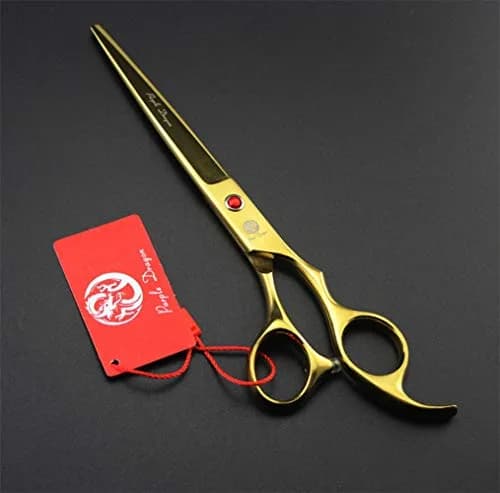 Purple Dragon 7" Dog Grooming Scissors Set with Rhinestone Accent - Golden | Sharp, Durable, Ice Calcined Japan Steel thumbnail 5