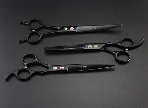 Purple Dragon Pet Grooming Scissors Set with Rhinestone Accent - Black | 7" Professional Pet Shears for Dogs & Cats thumbnail 6