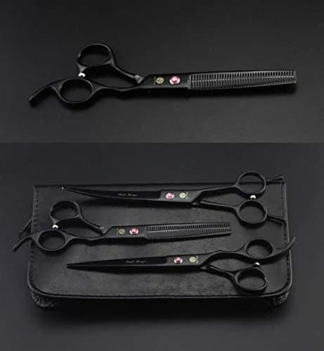Purple Dragon Pet Grooming Scissors Set with Rhinestone Accent - Black | 7" Professional Pet Shears for Dogs & Cats thumbnail 8