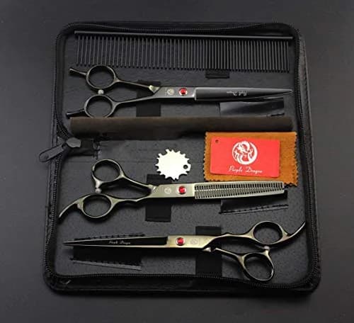 Purple Dragon Pet Grooming Scissors Set with Rhinestone Accent - Gray | 7" Stainless Steel Shears for Dogs & Cats thumbnail 7
