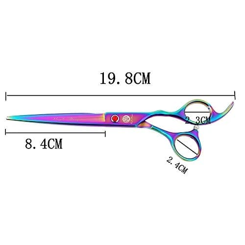 Purple Dragon 7" Dog Grooming Scissors Set with Rhinestone Accent - Rainbow | Sharp, Durable & Professional thumbnail 2