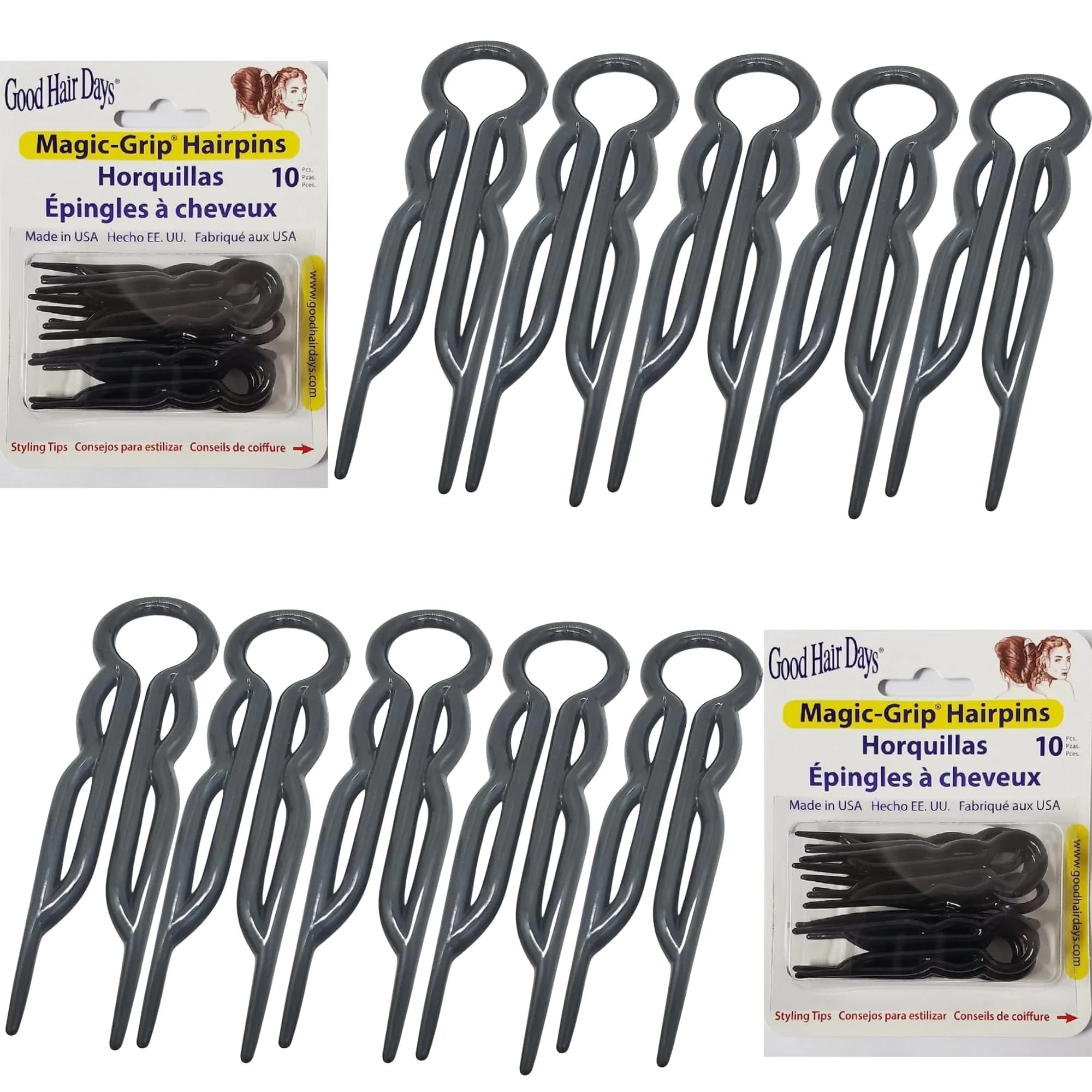 Good Hair Days Magic-Grip Styling U-Shaped Hair Pins, Strong Hold, 20 Pack | Tortoise Shell Pattern