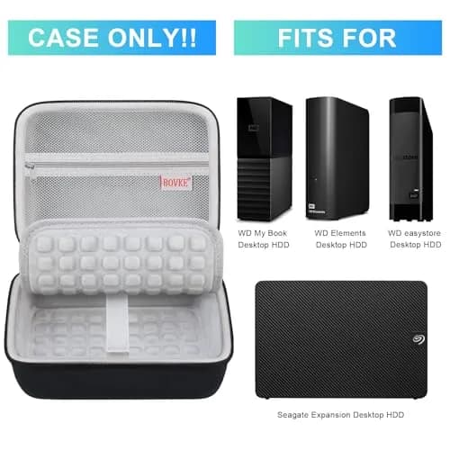 BOVKE Case for Western Digital Elements/My Book Desktop External Hard Drive | Durable Waterproof Shockproof Dust-Free Travel Protection thumbnail 2