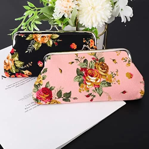 Oyachic Large Coin Purse Floral Canvas 18cm | Vintage Kiss Lock Wallet for Women Girls thumbnail 6