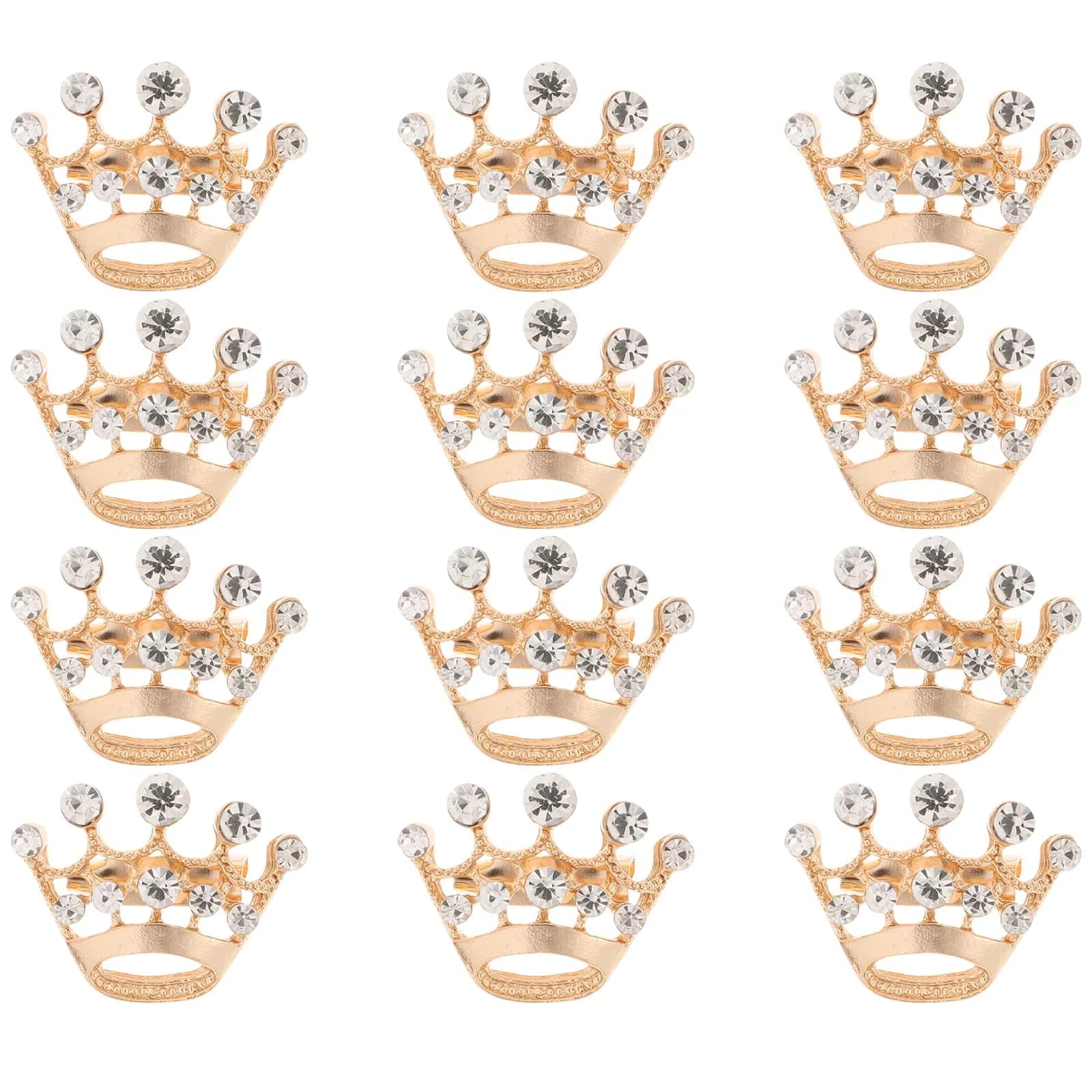 ULTNICE 12pcs Tiara Crown Brooch Pin Gold | Elegant Wedding & Party Accessory - main product image
