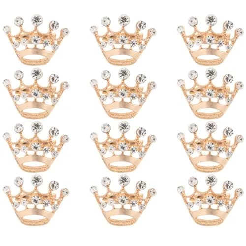 ULTNICE 12pcs Tiara Crown Brooch Pin Gold | Elegant Wedding & Party Accessory thumbnail 1