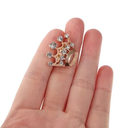 ULTNICE 12pcs Tiara Crown Brooch Pin Gold | Elegant Wedding & Party Accessory thumbnail 5
