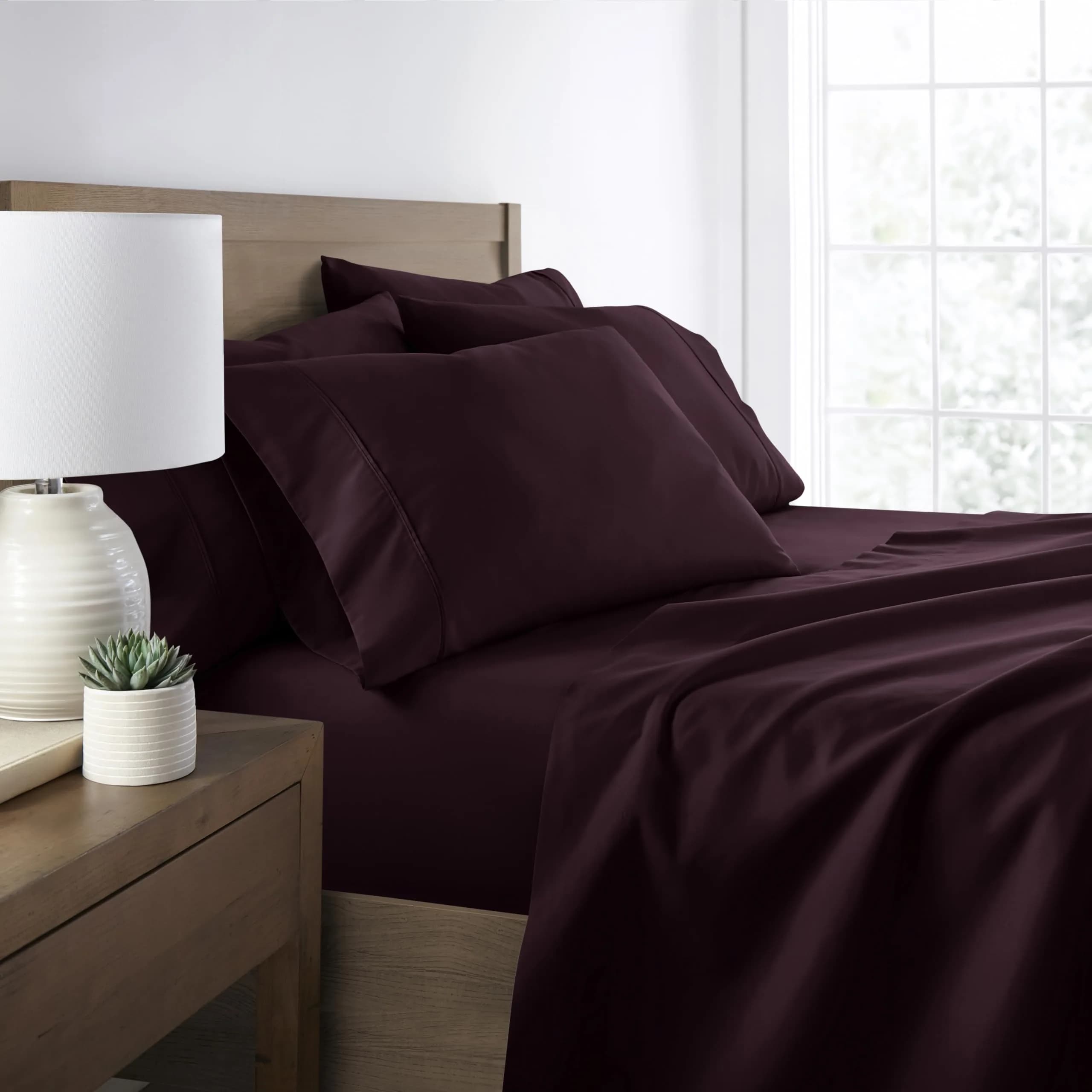 Linen Market California King Sheet Set 6 Piece Aqua | Breathable Cooling Microfiber with Deep Pockets & Wrinkle-Free Finish — Purple / King
