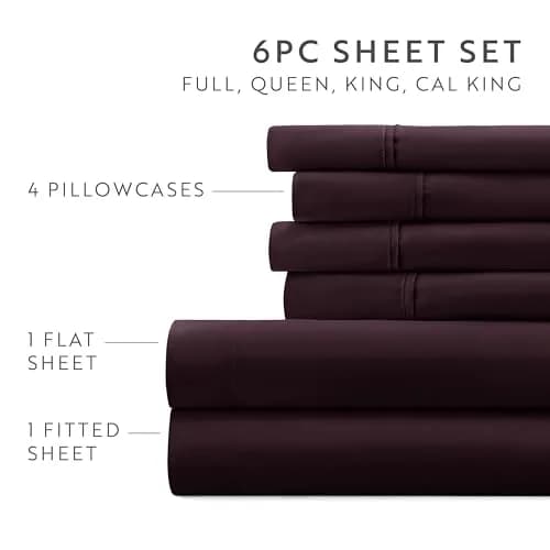 Linen Market King Sheet Set 6 Piece Purple | Ultra Soft & Breathable Cooling Microfiber thumbnail 5