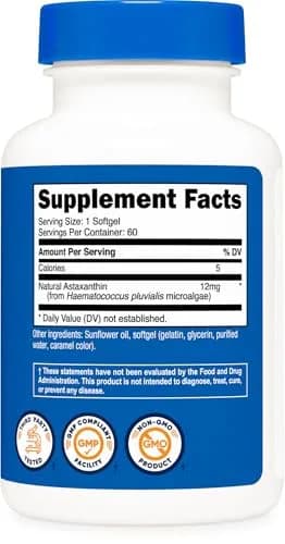 Nutricost Astaxanthin 12mg 60 Softgels | Antioxidant Supplement for Wellness thumbnail 5