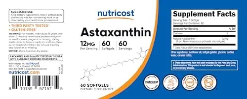 Nutricost Astaxanthin 12mg 60 Softgels | Antioxidant Supplement for Wellness thumbnail 6