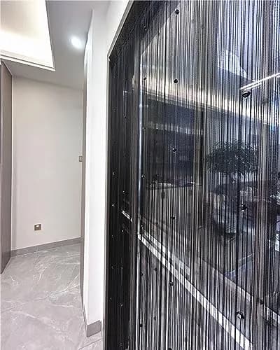 Eve Split Black Curtain 190-200cm high | Modern Grommet Room Divider thumbnail 1