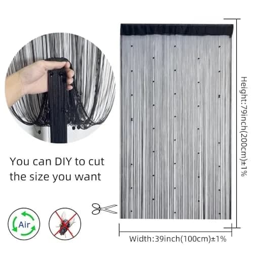 Eve Split Black Curtain 190-200cm high | Modern Grommet Room Divider thumbnail 3