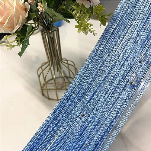 Eve Split Sky Blue Curtain 190-200cm High | Modern Beaded Door String Curtain thumbnail 4