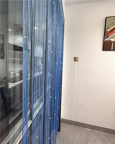 Eve Split Sky Blue Curtain 190-200cm High | Modern Beaded Door String Curtain thumbnail 5
