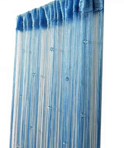 Eve Split Sky Blue Curtain 190-200cm High | Modern Beaded Door String Curtain thumbnail 6