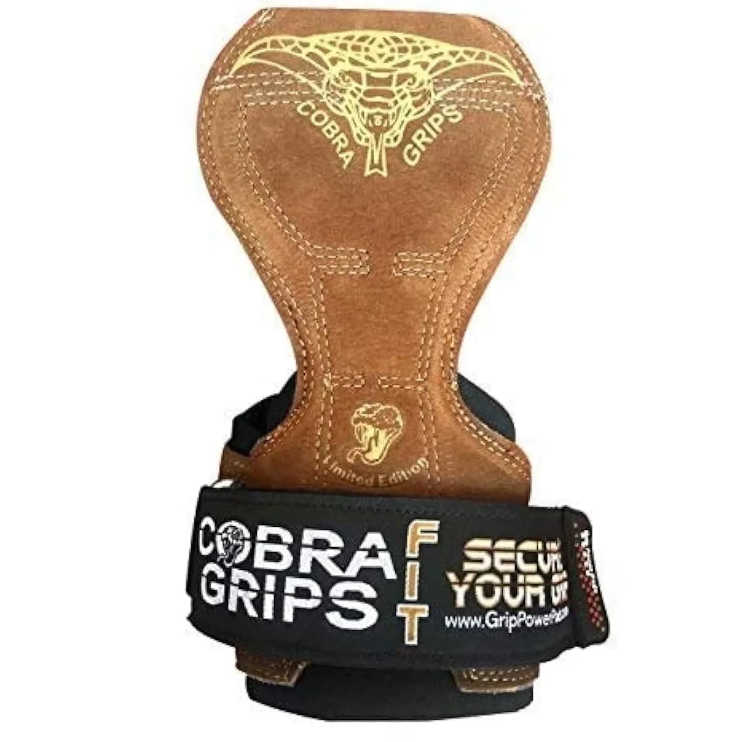 Cobra Grips PRO A PRO Black Rubber Weight Lifting Gloves with Wrist Wraps - 5.5 - 8.75" Wrist — FIT Brown Leather / 4.25 - 7.0"