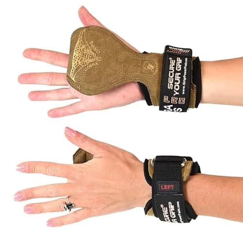 Cobra Grips FIT Brown Leather Weight Lifting Gloves with Wrist Wraps - Unisex Adult (4.25"-7.0" Wrist) thumbnail 2