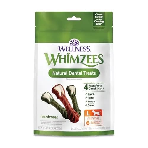 Whimzees Wellness Brushzees Natural Dog Dental Treat, Large Size, 6 Count | VOHC Accepted Chews for Dogs 40+ lb thumbnail 1