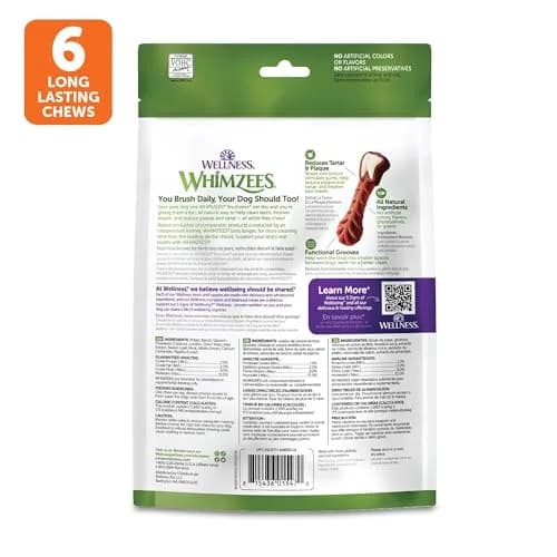 Whimzees Wellness Brushzees Natural Dog Dental Treat, Large Size, 6 Count | VOHC Accepted Chews for Dogs 40+ lb thumbnail 9