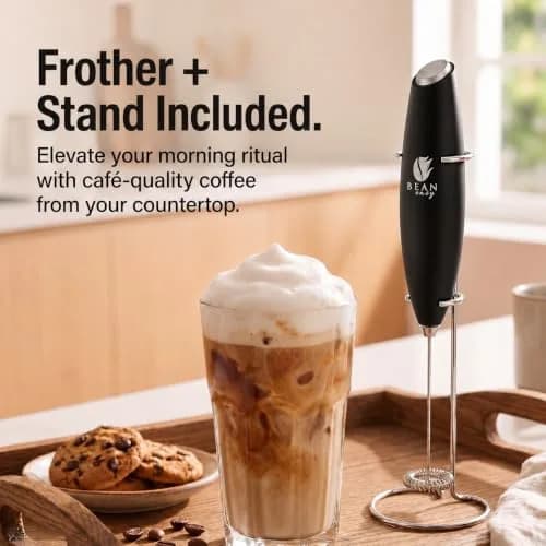 Bean Envy Handheld Milk Frother Wand with Stand - Black | 19000 RPM Electric Mixer for Coffee, Matcha, Protein Shakes thumbnail 3