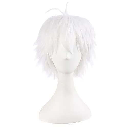MapofBeauty 14 Inch White Short Hair Tied Ponytail Cosplay Party Wig | Heat Resistant Synthetic Fiber thumbnail 1