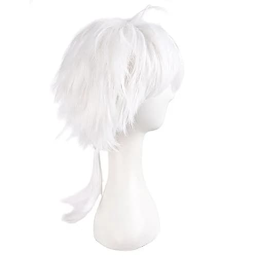 MapofBeauty 14 Inch White Short Hair Tied Ponytail Cosplay Party Wig | Heat Resistant Synthetic Fiber thumbnail 2
