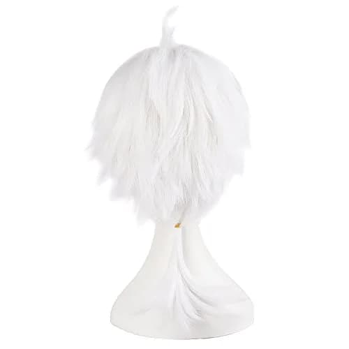 MapofBeauty 14 Inch White Short Hair Tied Ponytail Cosplay Party Wig | Heat Resistant Synthetic Fiber thumbnail 3