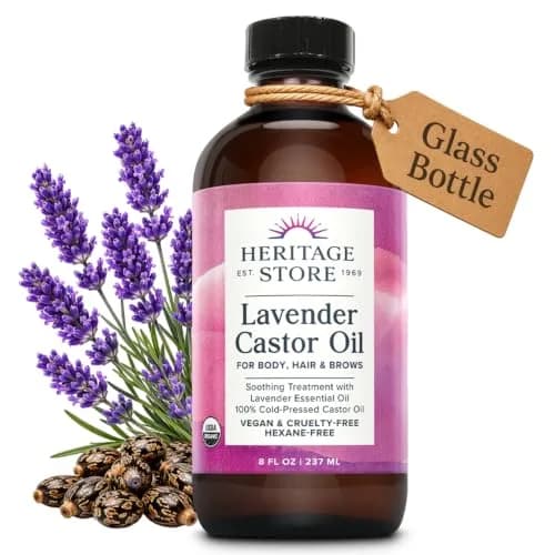 HERITAGE STORE USDA Organic Castor Oil with Lavender, Cold Pressed 236ml (8 Fl Oz) | USDA Organic Hair & Skin Treatment thumbnail 1