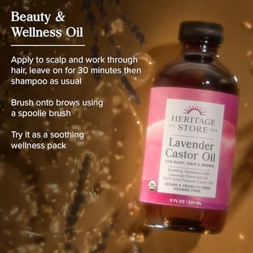 HERITAGE STORE USDA Organic Castor Oil with Lavender, Cold Pressed 236ml (8 Fl Oz) | USDA Organic Hair & Skin Treatment thumbnail 3