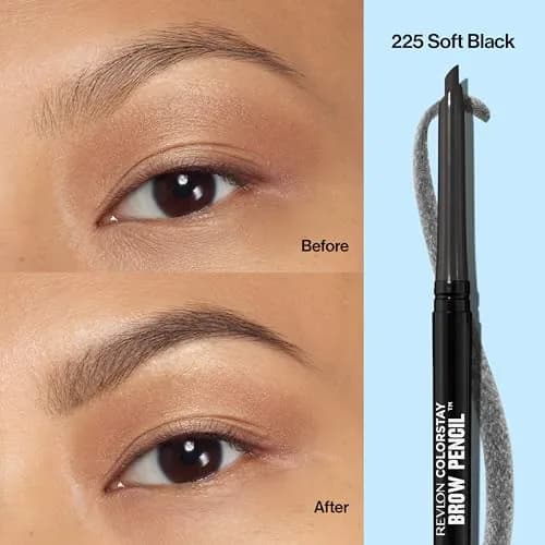 Revlon ColorStay Eyebrow Pencil 225 Soft Black 0.021 oz | Waterproof Definition for Natural Brows thumbnail 3