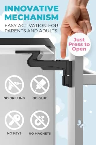 The Good Stuff Invisible Baby Cabinet Locks – No Tools Needed, 12 Pack | Secure Drawers & Cabinets thumbnail 5