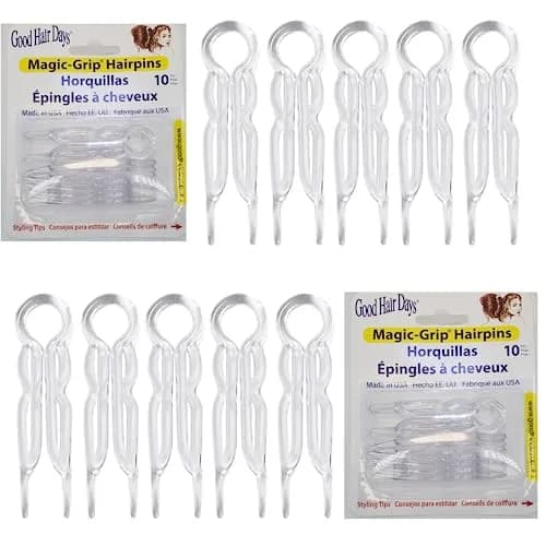 Good Hair Days Magic-Grip Styling U-Shaped Hair Pins, Strong Hold, 20 Pack | Clear Crystal Finish thumbnail 1