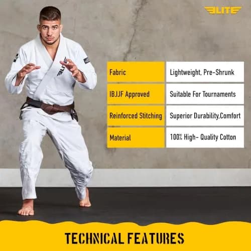 Elite Sports Adults Brazilian Jiu Jitsu Belt A2 Brown | IBJJF Approved for Training & Competition thumbnail 4