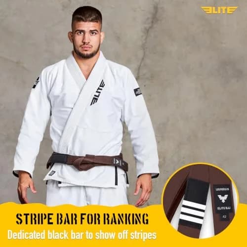Elite Sports Adults Brazilian Jiu Jitsu Belt A2 Brown | IBJJF Approved for Training & Competition thumbnail 3