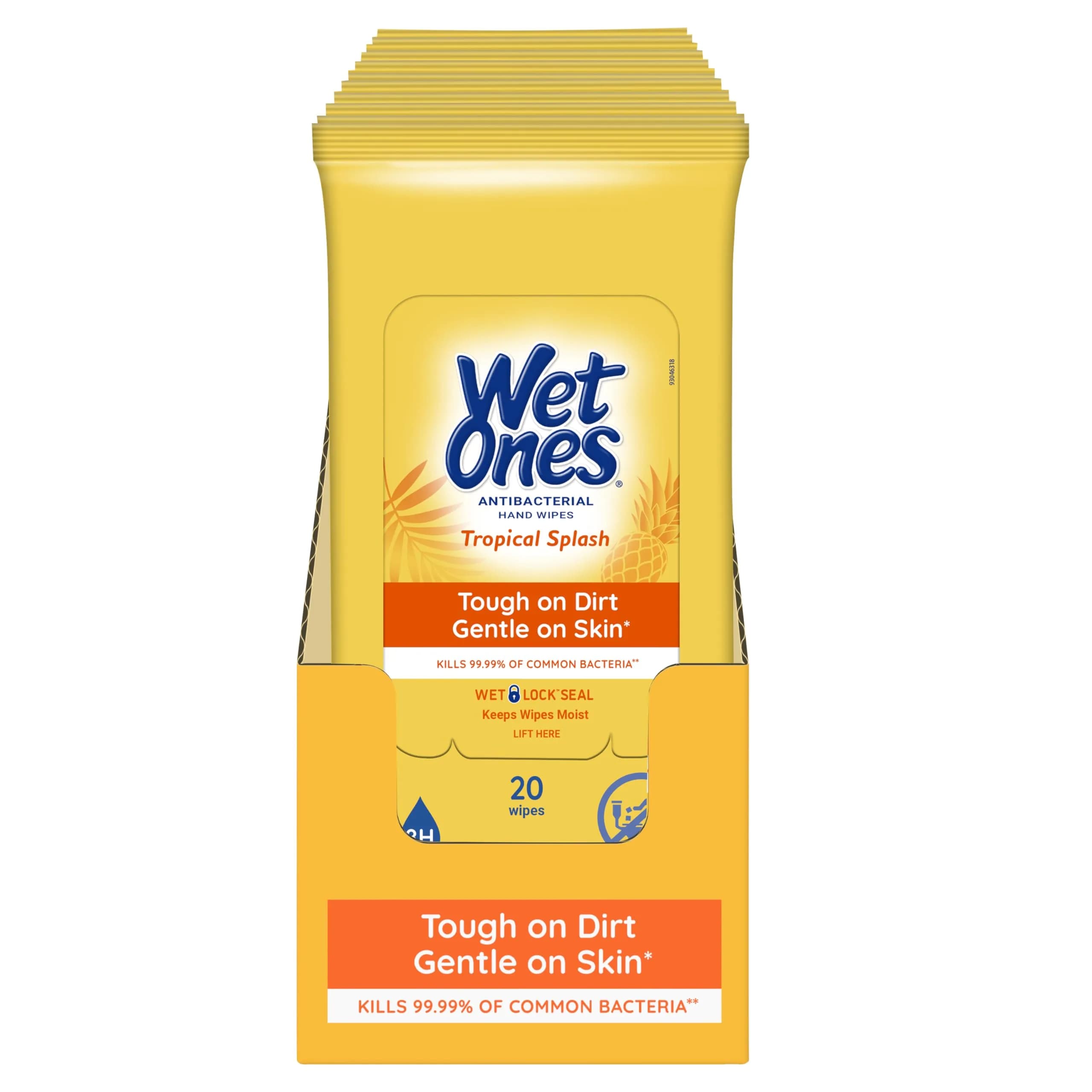 Wet Ones Antibacterial Hand Wipes Tropical Splash 200 Count (10 Packs) | Kills 99.99% of Germs