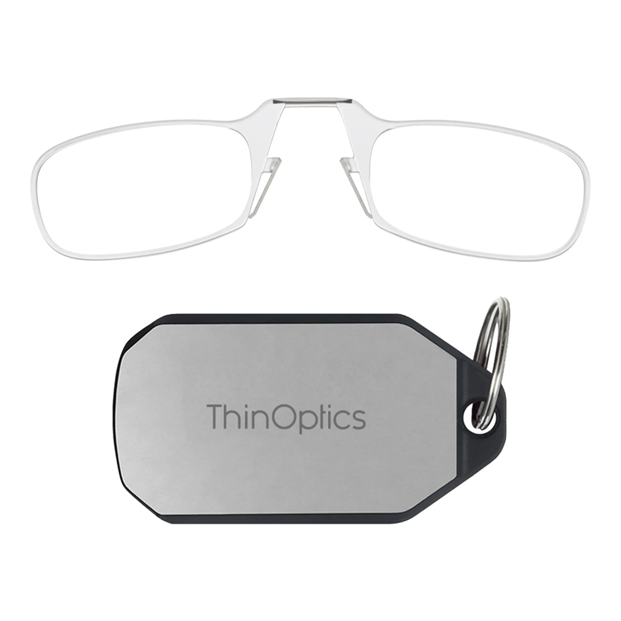 ThinOptics Keychain Case + Rectangular Reading Glasses 1.5 Diopters (44mm Lens) | Ultra-Portable Readers - main product image