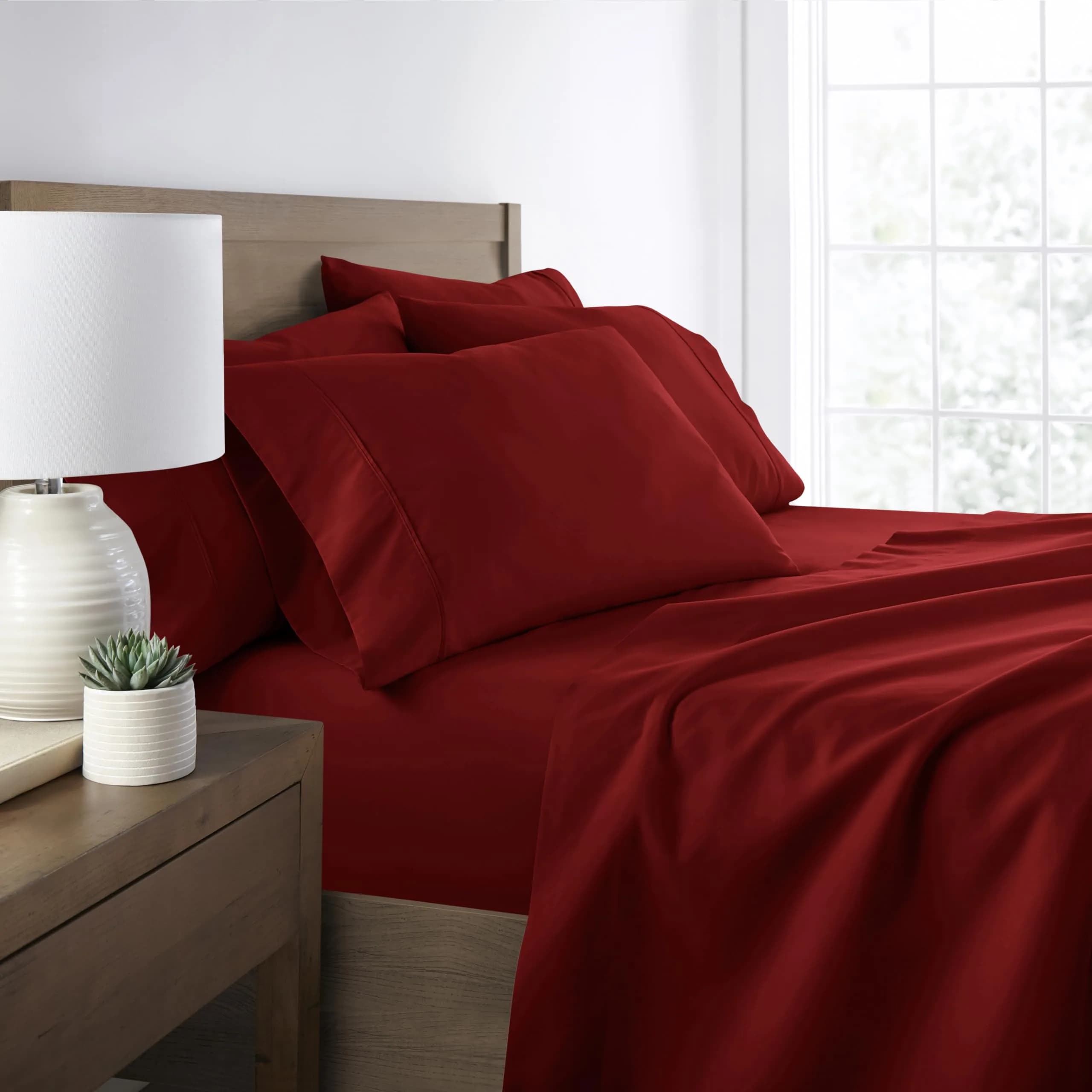 Linen Market California King Sheet Set 6 Piece Aqua | Breathable Cooling Microfiber with Deep Pockets & Wrinkle-Free Finish — Burgundy / Twin XL