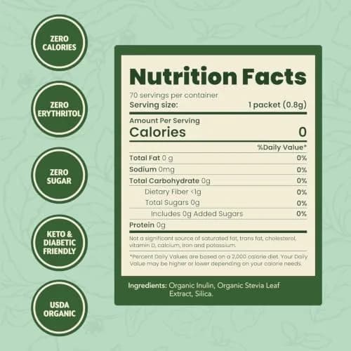 SweetLeaf Organic Stevia Powder Sweetener, Sugar Free - 70 Packets (2 Pack) | Zero Calorie, Keto Friendly, No Artificial thumbnail 2