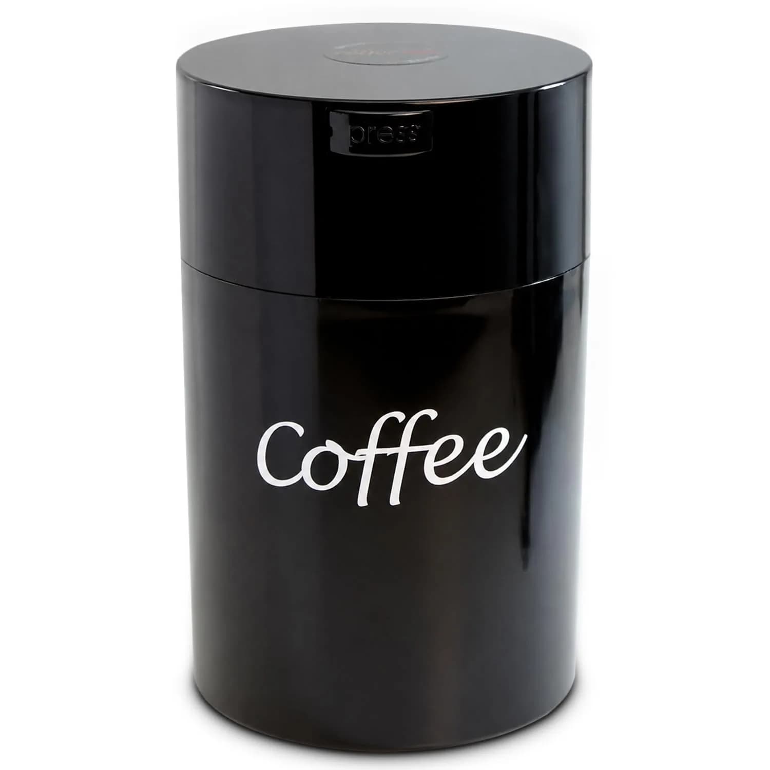 COFFEEVAC 1.85L (1lb) Airtight Vacuum Coffee Container | Keeps Coffee Fresh & Smell-Proof — Black with Logo