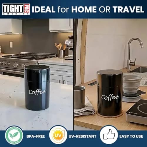 COFFEEVAC 1LB – Patented Airtight Container | Multi-use Vacuum Container for Coffee & Tea, Black with Logo thumbnail 5