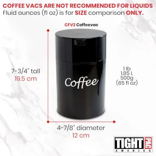 COFFEEVAC 1LB – Patented Airtight Container | Multi-use Vacuum Container for Coffee & Tea, Black with Logo thumbnail 7